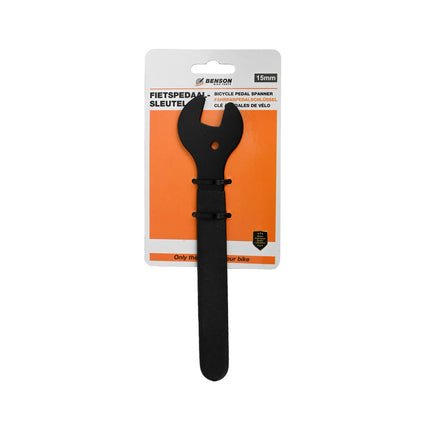Fietspedaalsleutel 15 mm, 210 mm lang, anti-slip handvat, pedaalmontage.