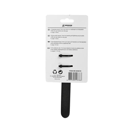 Fietspedaalsleutel 15 mm, 210 mm lang, anti-slip handvat, pedaalmontage.