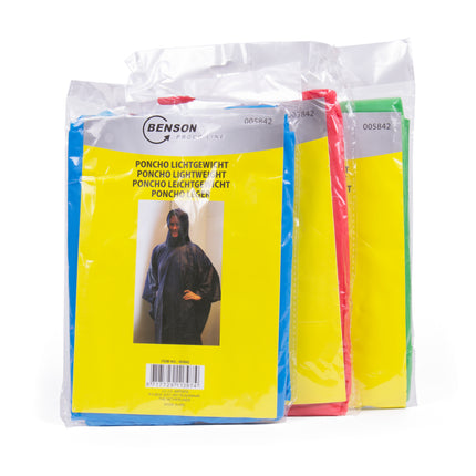 Poncho lichtgewicht mix – lengte 100 cm, breedte 124 cm, gewicht 61 gram, dikte 0,03 mm