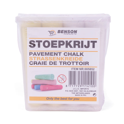 Stoepkrijt 12 dlg – kleuren groen, wit, oranje, blauw, geel, rood