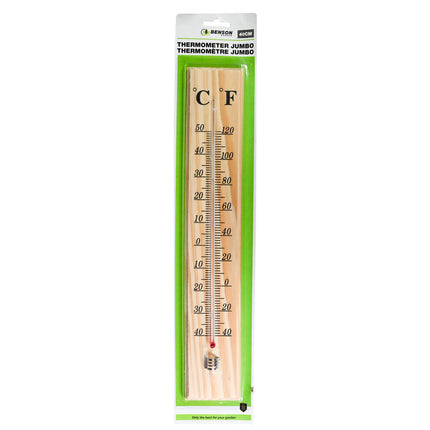 Jumbo Muurthermometer 40cm - Hout, °C/°F, Ideaal voor Buitengebruik