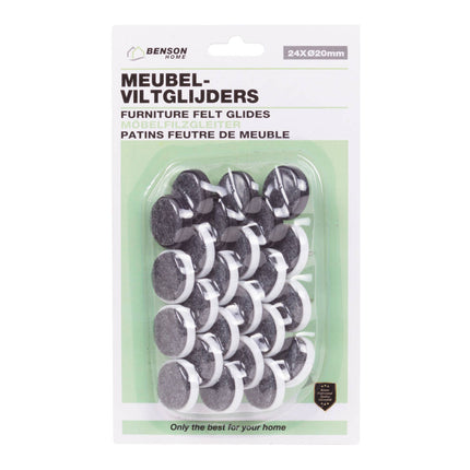 Meubelviltglijders 24 dlg, ø20mm - Beschermt Vloeren, Verplaatst Soepel
