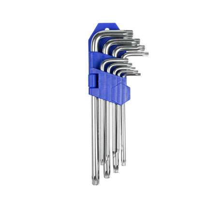 Torx Sleutelset 9 dlg: T10-T50, roestvrij staal, auto- en fietsreparatie.