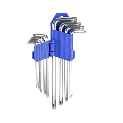 Torx Sleutelset 9 dlg: T10-T50, roestvrij staal, auto- en fietsreparatie.