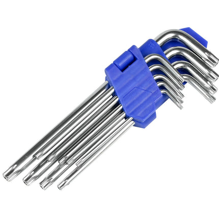 Torx Sleutelset 9 dlg: T10-T50, roestvrij staal, auto- en fietsreparatie.