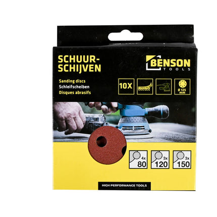 Schuurschijven 125mm 10dlg: Hout en Metaal Schuren met 3 Korrelgroottes
