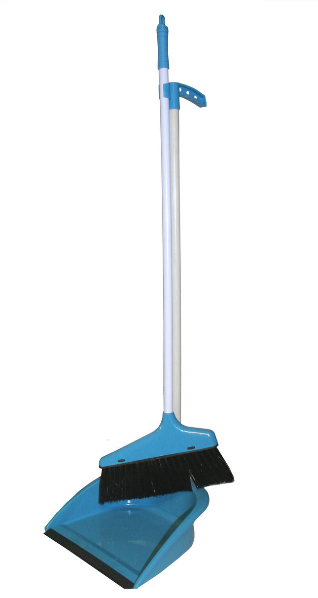 Stoffer en blik op steel – Kleur Blauw, Breedte 21,5 cm, Lengte 25 cm, Hoogte 87 cm