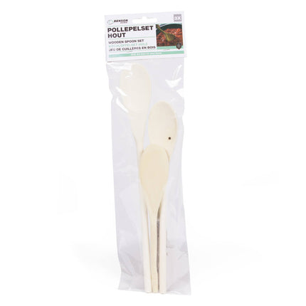 Houten Pollepelset 3-delig: 20, 25, 30 cm, ideaal voor koken.