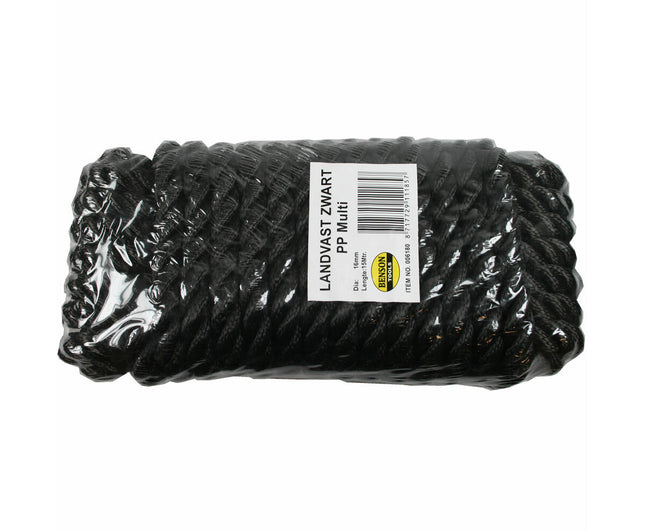Zwart 16mm x 15m Landvast Touw - Ideaal voor Bootaanmeren