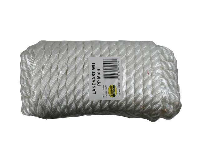 Touw Landvast 16mm x 15m Wit - Voor Veilig Boten Aanmeren