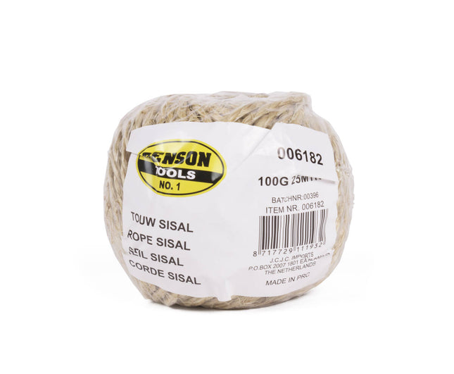 Sisal Touw 100g, 25m - Ideaal voor Tuinieren en DIY Projecten