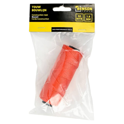 Oranger Maurerschnur 1,8 mm x 50 m - Ideal für Bau- und Gartenprojekte
