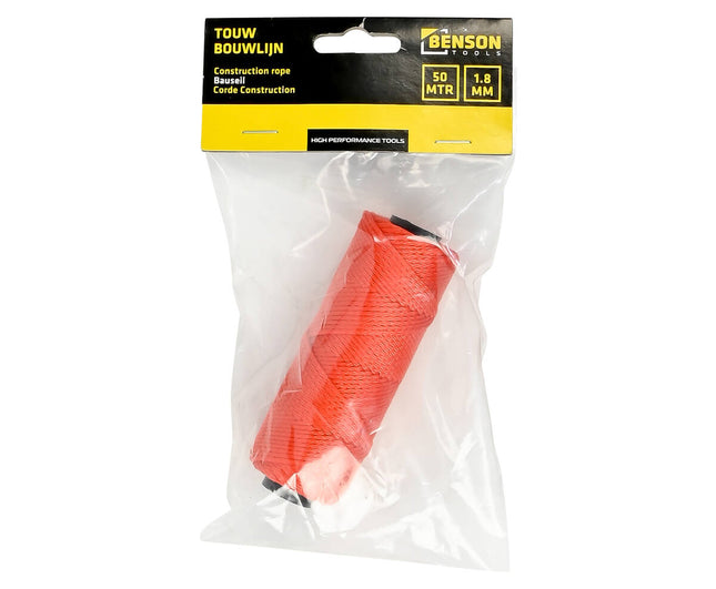 Oranger Maurerschnur 1,8 mm x 50 m - Ideal für Bau- und Gartenprojekte