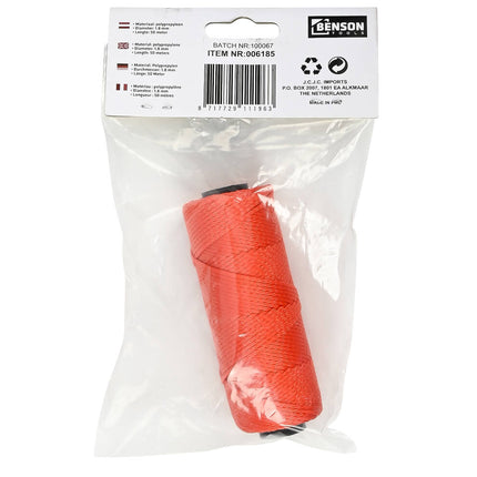 Oranger Maurerschnur 1,8 mm x 50 m - Ideal für Bau- und Gartenprojekte