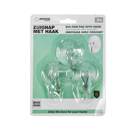 Zuignap Haak Set Ø45 mm - Ideaal voor Handdoeken en Theedoeken