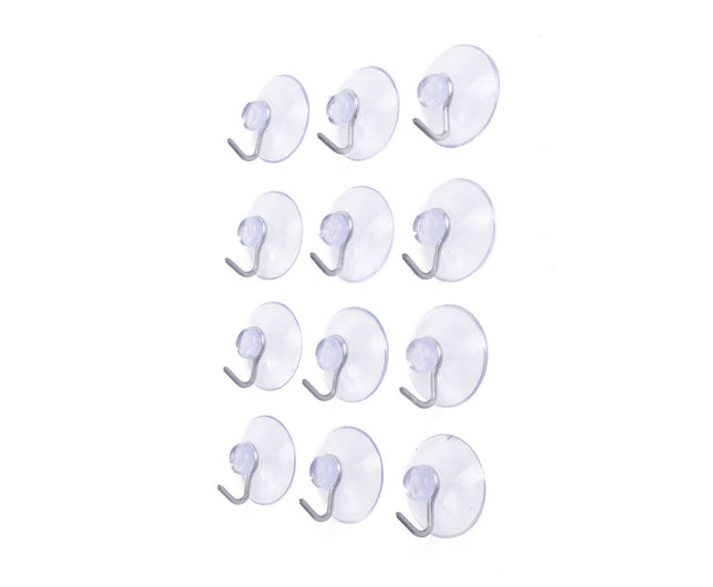 12x Ø30 mm Zuignap Haak Set - Voor Handdoeken & Meer, Herbruikbaar