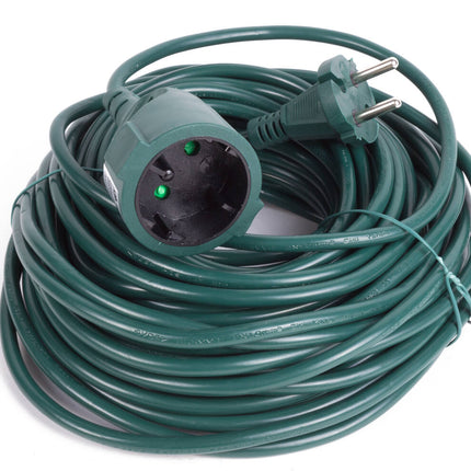 Verlängerungskabel 20 m grün, 2500 W, 10 A, ideal für Gartengeräte.