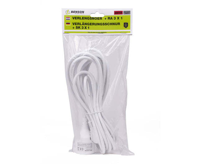 Verlengsnoer 5m 3G1.0MM² 2500W voor thuis en professioneel gebruik