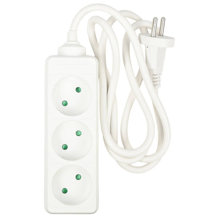 Stekkerdoos 3-voudig, 1.5m kabel, ideaal voor lampen en pc's.