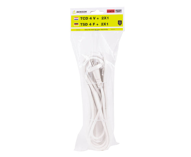 Stekkerdoos 4-voudig, 230V, 16A, 3500W, 2x1m+5m kabel, veelzijdig gebruik