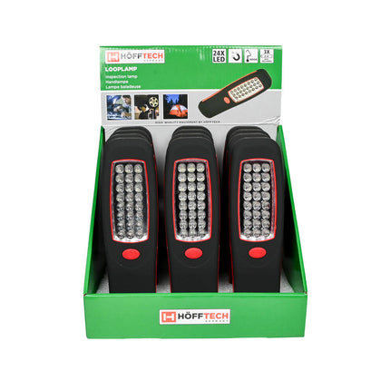 Looplamp 24 LED, Rubber, Magneet, Ideaal voor Garage en Kamperen