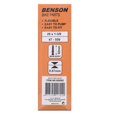 Binnenband 26x1 3/8 Rubber met Dunlop Ventiel voor Soepel Fietsen