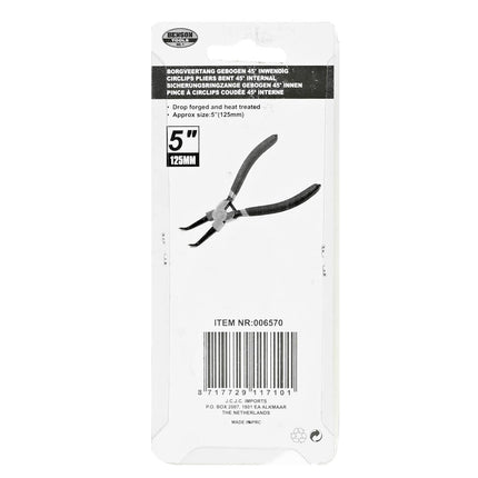 Seegeringzange 125 mm, 45° gebogen, für Innenringe