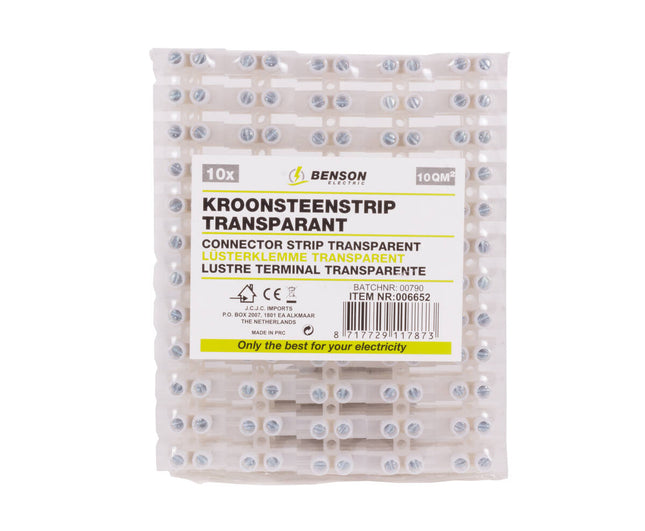 Kroonsteenstrip Transparant 10qm, Set van 10 voor Elektrische Installaties