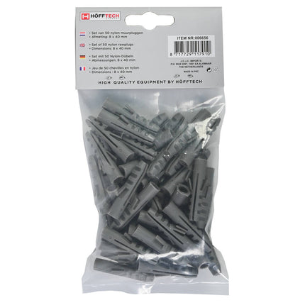 8 mm Nylon Pluggen, 50 stuks, voor Beton/Baksteen Bevestiging