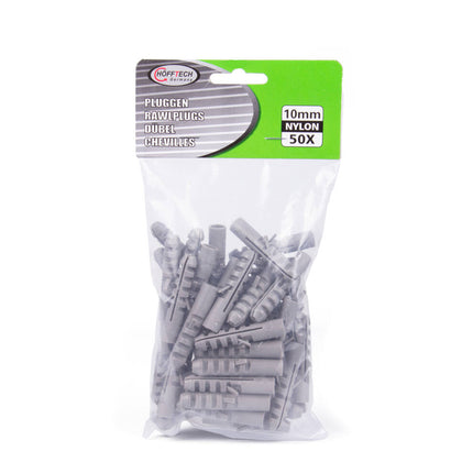 10 mm Nylon Pluggen - 50 Stuks voor Beton en Baksteen Bevestiging