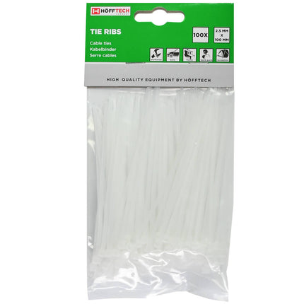 Tie Ribs 2.5x100mm Wit - 100 Stuks - Kabels Bundelen & Vastzetten