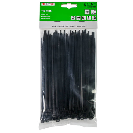 Zwarte Tie Ribs 3.6x150mm, Set van 100, Voor Kabelmanagement
