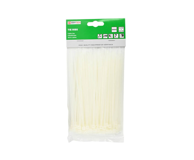 Tie Ribs 3.6x150mm, 100 Stuks, Wit, Voor Kabelbeheer en DIY