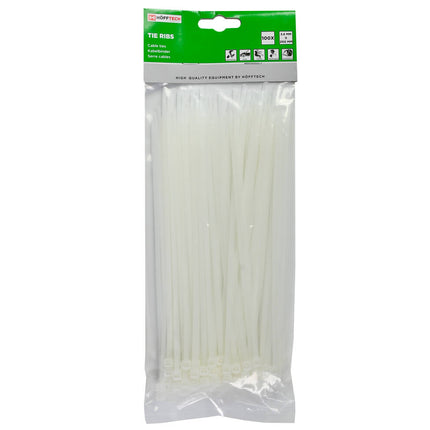 Witte Kabelbinders 3.6x200mm, 100 Stuks, Ideaal voor Kabelbeheer