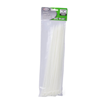 Kabelbinders 3.6x300mm, 100 Wit - Ideaal voor Kabelbeheer