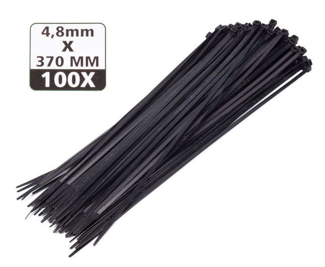 Kabelbinders Zwart 4,8x380mm, 100 Stuks - Ideaal voor Kabelbeheer