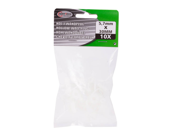 Hollewandplug ø5.7 x 30 mm, Set van 10, Voor Gipsplaat Bevestiging