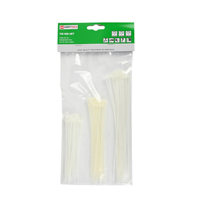 Tie Ribs Set 75 dlg Wit, 25x120/150/200mm, ideaal voor kabelbeheer