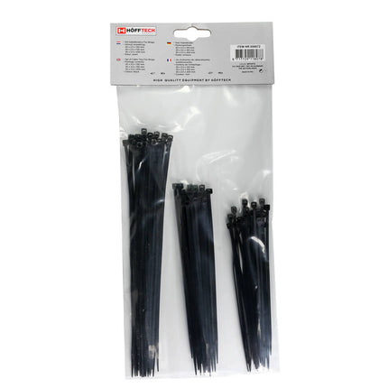 75-delige Zwarte Tie Ribs Set, 3 Maten, Ideaal voor Kabelbeheer