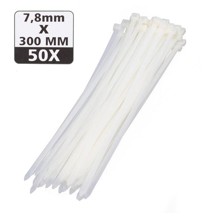 Tie Ribs 7.6x300mm Wit 50 Stuks - Ideaal voor Kabelbeheer