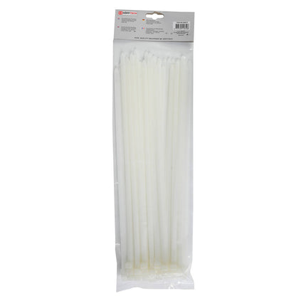 Witte Tie Ribs 7.8x370mm, 50 stuks, ideaal voor kabelorganisatie.