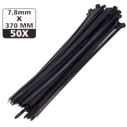 Zwarte Tie Ribs 7.6x370mm, 50 stuks - Bundel en orden kabels.