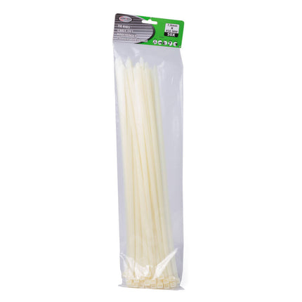 Witte Kabelbinders 7,8x450mm - 50 Stuks - Kabels Organiseren