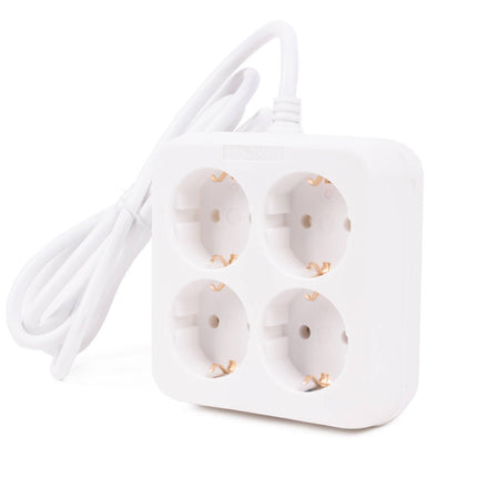 Stekkerdoos 4-voudig RA, 1.5m kabel, 3680W, vierkant design