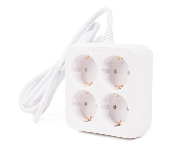 Stekkerdoos 4-voudig RA, 1.5m kabel, 3680W, vierkant design