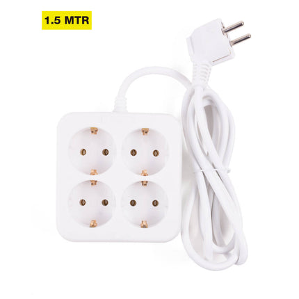 Stekkerdoos 4-voudig RA, 1.5m kabel, 3680W, vierkant design