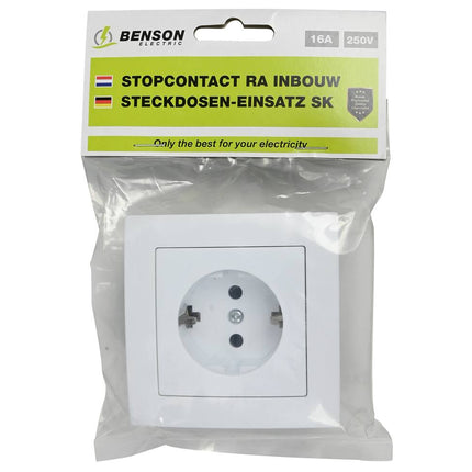 Stopcontact RA Inbouw Wit - 250VAC 16A, Compact, Voor Thuis & Kantoor