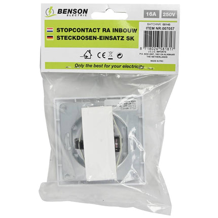 Stopcontact RA Inbouw Wit - 250VAC 16A, Compact, Voor Thuis & Kantoor