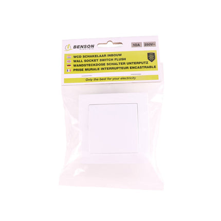 Witte Inbouwschakelaar, 250V, 10A, 81x81mm, voor Woonkamers/Onderhoud