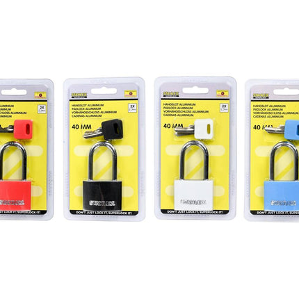 Hangslot ALU 40mm: Licht, Roestvrij, Inclusief 2 Sleutels, Voor Poorten